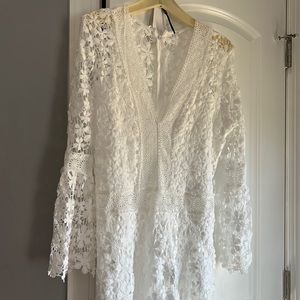 Lace midi white dress